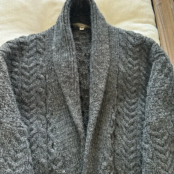 Dark Gray Blarney Woollen Mills Pure New Wool Cardigan Sweater Large - Picture 3 of 12